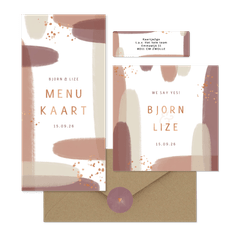 Trouwset waterverf strepen met koper spetters