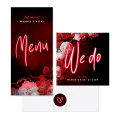 Neon trouwkaartenset met bloemen