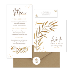 Bohemian trouwset gedroogd takje met goud