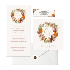 Herfst winter set bladeren bloemen goud