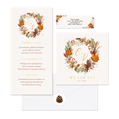 Herfst winter set bladeren bloemen goud