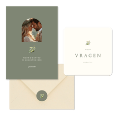 Minimalistische trouwset met olijftakje