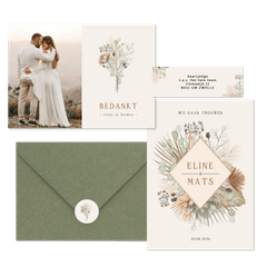 Trouwset bohemian met droogbloemen