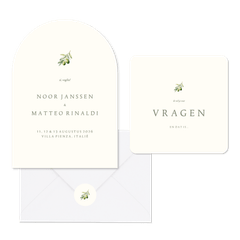 Minimalistische trouwset met olijftakje