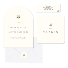 Minimalistische trouwset met olijftakje