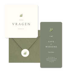 Minimalistische trouwset met olijftakje