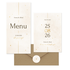 Minimalistische trouwset met gouden details