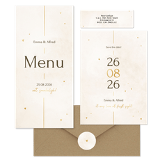 Minimalistische trouwset met gouden details