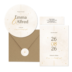 Minimalistische trouwset met gouden details