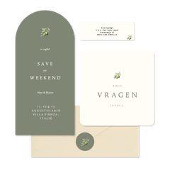 Minimalistische trouwset met olijftakje