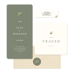 Minimalistische trouwset met olijftakje