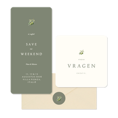 Minimalistische trouwset met olijftakje