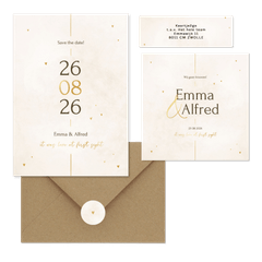 Minimalistische trouwset met gouden details