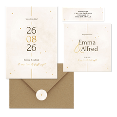 Minimalistische trouwset met gouden details