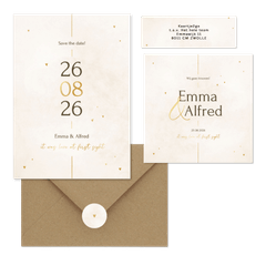 Minimalistische trouwset met gouden details