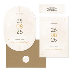 Minimalistische trouwset met gouden details