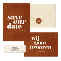 Trouwset minimalistisch roest met waterverf