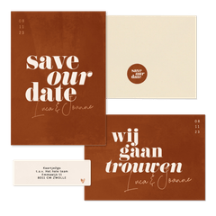 Trouwset minimalistisch roest met waterverf
