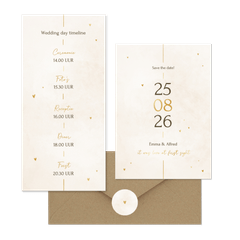 Minimalistische trouwset met gouden details