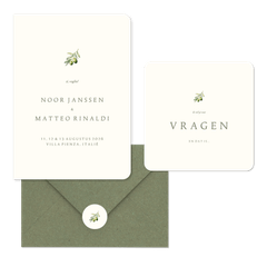 Minimalistische trouwset met olijftakje