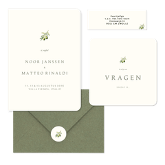 Minimalistische trouwset met olijftakje