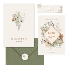 Trouwset bohemian met droogbloemen