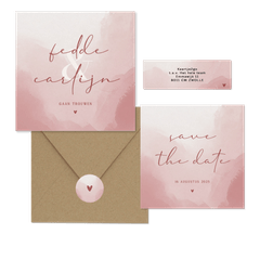 Trouwen minimalistisch met waterverf oudroze