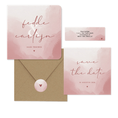 Trouwen minimalistisch met waterverf oudroze