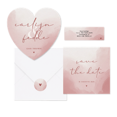 Trouwen minimalistisch met waterverf oudroze