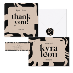 Trouwset moderne swirls op beige achtergrond