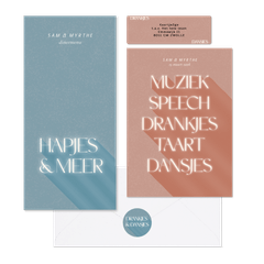 Trouwset drankjes & dansjes in roze en blauw