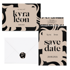 Trouwset moderne swirls op beige achtergrond