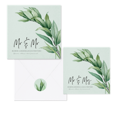 Botanische trouwset met groene bladeren