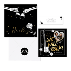 Trouwkaarten stoer Rock n Roll metal alternatief zwart