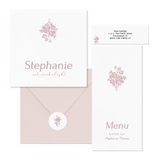 Klassieke trouwset met vintage roze boeket met rozen