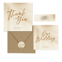 Trouwkaartenset natuurlijk in zandkleur