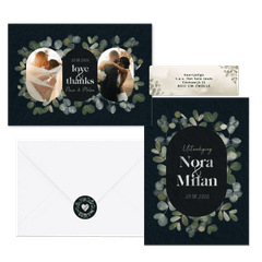 Trouwset waterverf eucalyptus donkerblauw