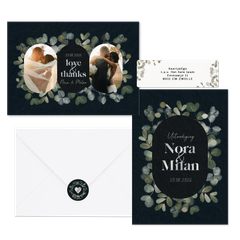 Trouwset waterverf eucalyptus donkerblauw