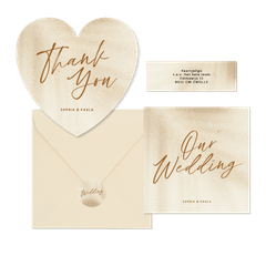 Trouwkaartenset natuurlijk in zandkleur