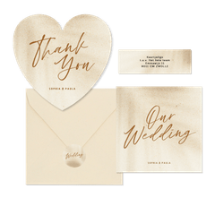 Trouwkaartenset natuurlijk in zandkleur