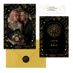 Originele trouwset astrologie met goudfolie