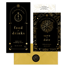 Originele trouwset astrologie met goudfolie