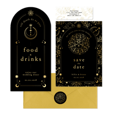 Originele trouwset astrologie met goudfolie