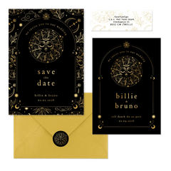 Originele trouwset astrologie met goudfolie