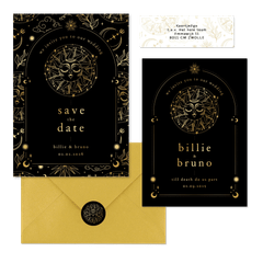 Originele trouwset astrologie met goudfolie