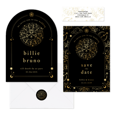 Originele trouwset astrologie met goudfolie