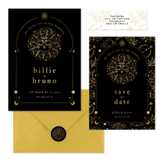 Originele trouwset astrologie met goudfolie