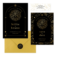 Originele trouwset astrologie met goudfolie