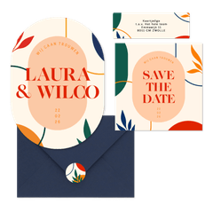 Kunstige trouwset met abstracte vormen