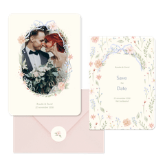 Romantische trouwset strik met aquarel bloemen